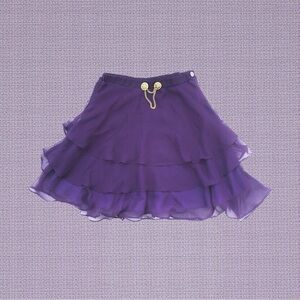 Vintage PA Fashion Purple Sheer Layered Ruffles Gold Chain Fairy Miniskirt
